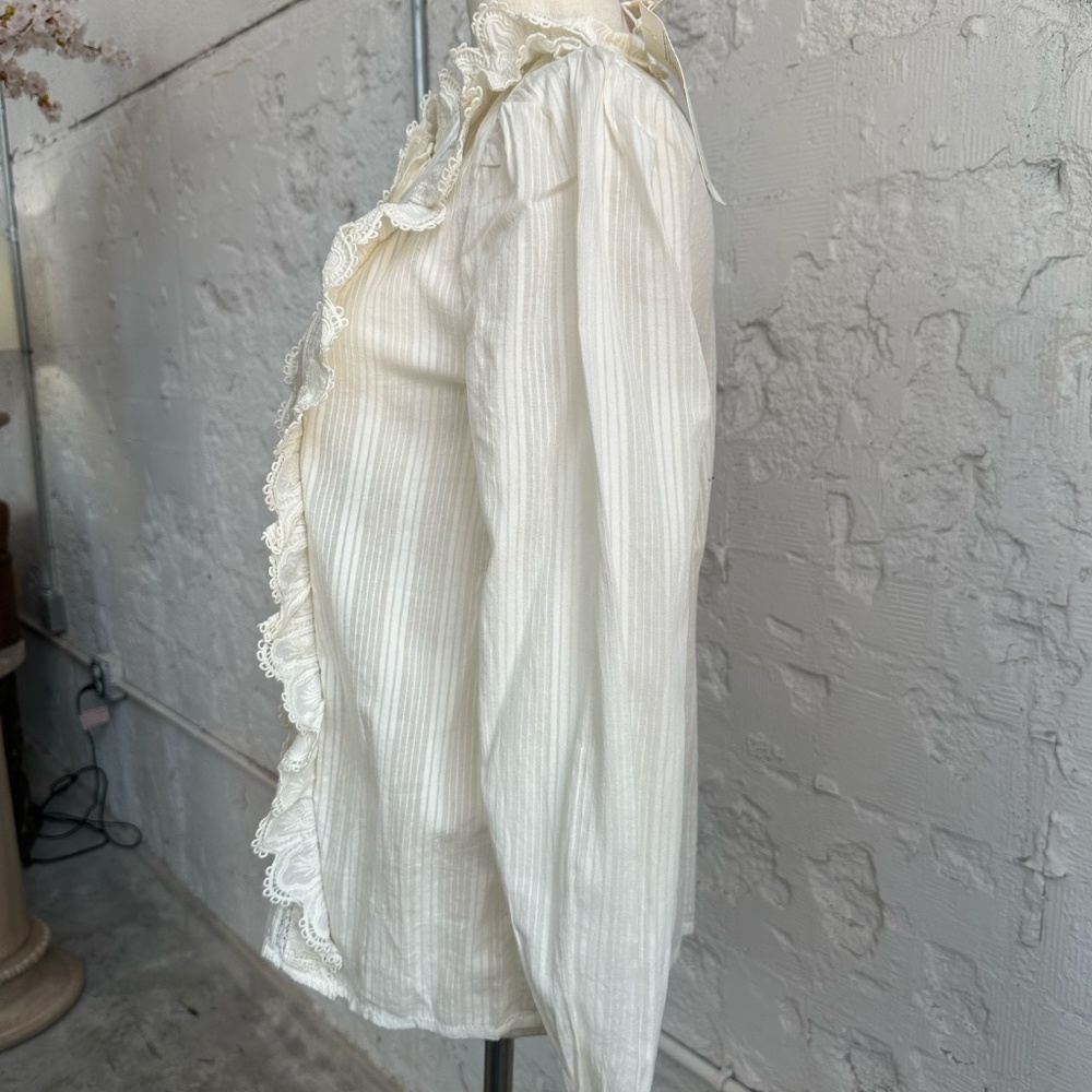 Sézane Chemise Marianella Scalloped White Victorian Blouse SIZE 4 - Picture 4 of 13